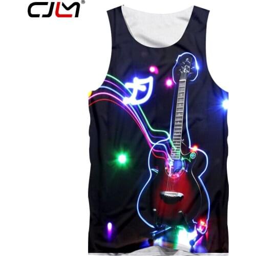CJLM Mens 3D Tank Top Black Cool Print Music Note Violin Tanktops Homme Hip Hop Outfits Sleeveless Undershirts Man Singlets 5XL