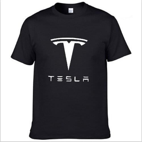 Mens Short Sleeve Tesla Car Logo T-shirt Summer casual male solid colour Cotton T shirts Fashion Hip Hop Harajuku Men Clothes