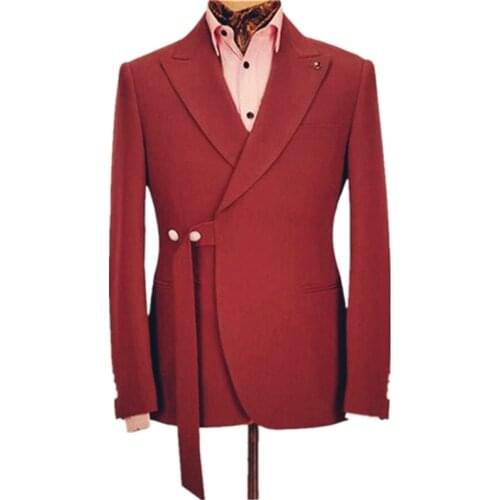 Handsome Two Buttons Groomsmen Peak Lapel Groom Tuxedos Wedding Dress Men Suits Blazer Prom Dinner (Jacket+Pants+Tie) K513