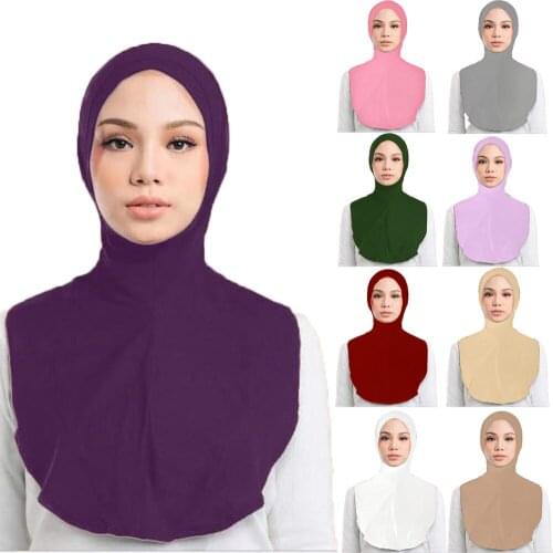 Malaysia One Piece Muslim Women Prayer Under Scarf Hat Amira Cap Turban Neck Hijab Full Cover Islamic Headwear Warp Middle East
