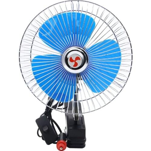 8 inch 12V/24V Mini Electric Car Fan Cooling Low Noise Summer Car Fan Portable Vehicle Truck Auto Oscillating Cooling Fan Sale