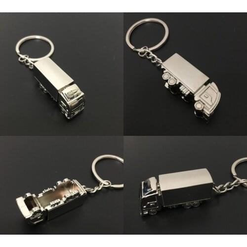 1 Piece Fashion Cute Metal 3D Solid Metal Truck Key Chain Trucker shape Keychain Car Key Ring Keychain Creative Gift