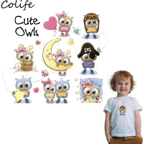 Cartoon Patches On Clothing Washable Iron Applique A-Level DIY Owl Pattern Stickers Kawaii Heat Transfer Parches For Children