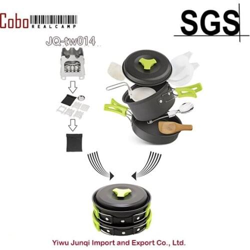 Cooking Cook set Stainless Steel Folding Wood Stove Alcohol Pocket Stove Camping Cookware Mess Kit for Small Backpacking