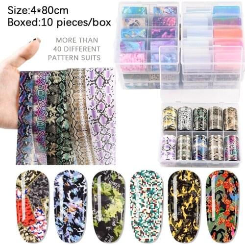 Buy In Bulk Pay One Shipping Fee ONLY) 1 Box 10 Rolls 80CM Nail Transfer Foil Nail Art Transfer Sticker Leopard Pattern