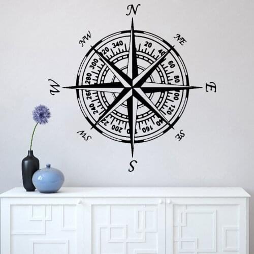 Compass Wall Sticker Creative Bedroom Stickers Living Room Wall Decoration Personailzed Position Mark Logo Decals Home Decor