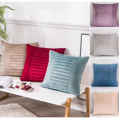Velvet Throw Pillow Cover Soft Solid Decorative Square Cushion Case for Sofa Bedroom Car Home 45X45cm Cozy Pillowcase