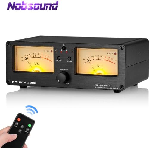 Nobsound Dual Analog VU Meter DB Panel Display 2-way Amplifier / Speaker Audio Switcher Box Selector Music Spectrum Visualizer