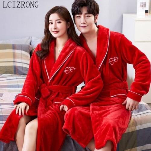 Lovers Thick Big Size Warm Winter Bathrobe Men and Women Soft Long 7 Colors Nightgown Male Dressing Gown for Mens Flannel Robes