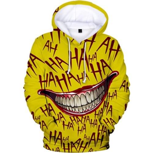 2021 new mens hoodie, fashionable and interesting yellow clown print hoodie, 3D tie-dye plus size, XXS-6XL