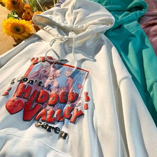 New Hip Hop Streetwear Anime Hoodie Japanese Fashion Oversized Casual Sweatshirt 2021Autumn Harajuku Clothes for Teens Girl Tops