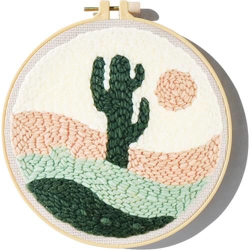 New Arrival DIY Embroidery Needle Punch Hoop Kit Cross Stitch Set For Handmade Beginner Fashion Easy Embroidery Home Decor