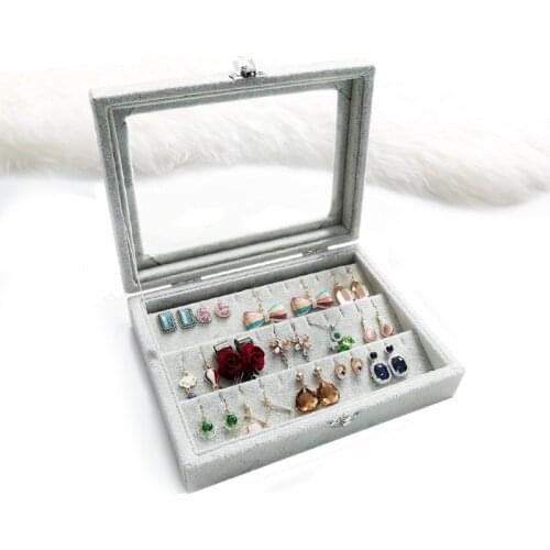 New Fashion Gray Velvet Jewelry Display Jewelry Storage Manager Earring Organizer Jewelry Box Storage Box Earring Box