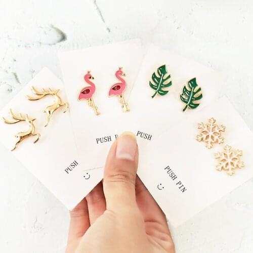 TUTU Plant snow Flamingo deer shape 8pcs Push Pins Thumbtack High Quality Cork Board Safety thumb tack Office Accessories H0340