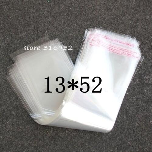 Clear Resealable Cellophane/BOPP/Poly Bags 13*52cm Transparent Opp Bag Packing Plastic Bags Self Adhesive Seal 13*52 cm