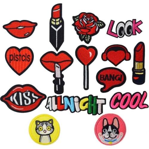 Rose Flower Love Heart Iron On Patches Sewing Embroidered Applique for Jacket Clothes Stickers Badge DIY Apparel Accessories