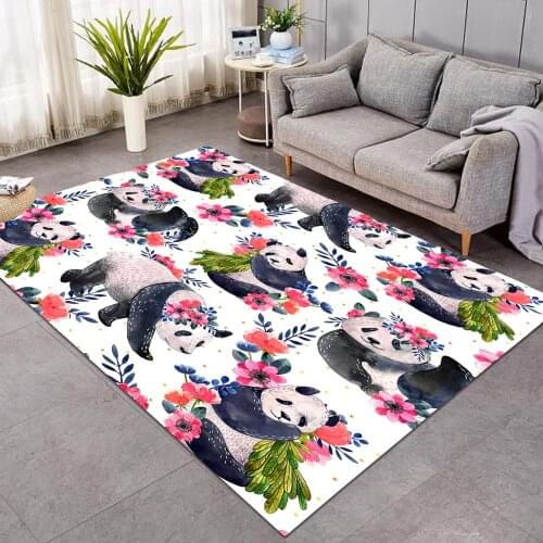 Cute Panda Rugs For Bedroom Boys Gilrs Non-Slip Carpet Cartoon Kids Play Mat Animal Living Room Rug Tapis Salon 122x183