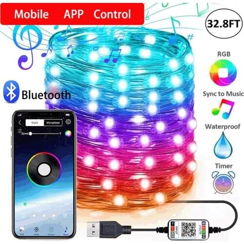 Light Christmas Decoration LED Mobile APP Control Color USB Powered Christmas Tree Deco String Lights For Home Party Decoration