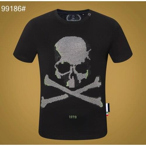 PP Brand Men tshirt Black Short Sleeve Men Plein Skull Tshirt Fashion Sports Top Cotton Round Neck Male Short Sleeve Manga corta