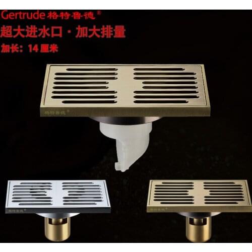 Floor drain large displacement bathroom toilet lengthened anti-blocking antique floor drain all copper odorless floor drain