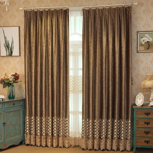 New Custom European Style Curtain Flannel Embossed Embroidered Blackout Curtain Screen Curtains for Living Dining Room Bedroom