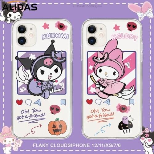 Protection Phone Case For IPhone 11 12 Pro Max 8 7 6 6s Plus Xr Max X Xs 12 Shockproof Soft Back Cover Sanrio My Kuromi Melody
