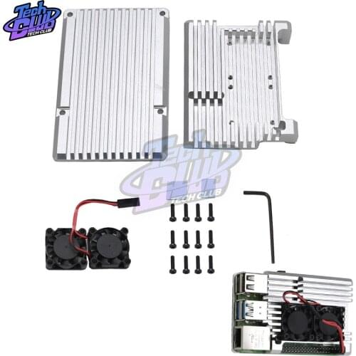 For Raspberry Pi 4 CNC Metal Enclosure Protective Box Shell Case Aluminum Alloy Black with Screwdriver Cooling fans