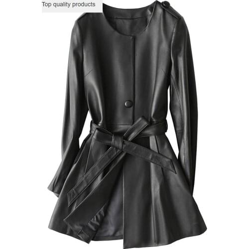 Genuine Leather Jacket Women 2020 Casual Natural Sheepskin Coat Female Autumn Long Trench Coats Real Leather Jackets YQ359