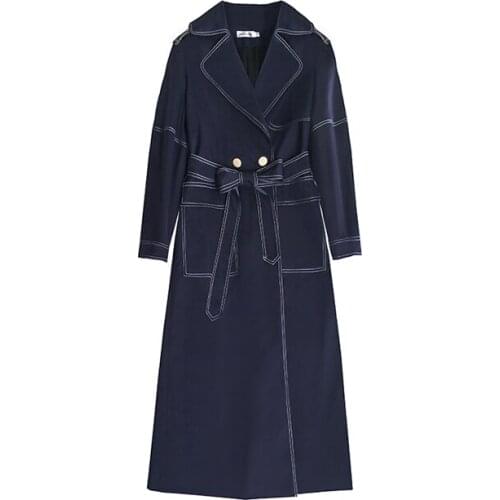 2020 New Fashion Classic Long Trench Coat Runway High Quality Windbreaker Casual Elegant Overcoat Outwear Female Autumn Winter