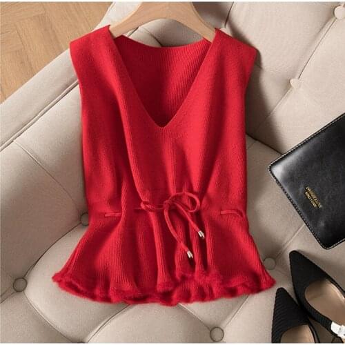 Spring new style outer knitted vest vest jacket womens small waistcoat outer sweater all-match short sleeveless waistcoat s273