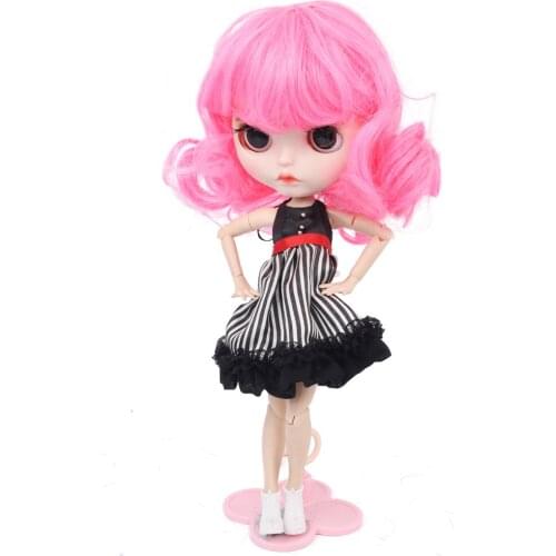 Aidolla Blyth Dolls Wig Medium-leng Curly Bangs Hair Big Roll High Temperature Fiber Doll Accessories For DIY BJD Doll Toys Gift