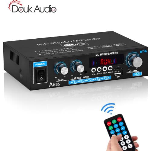 Douk Audio Bluetooth 5.0 Digital Amplifier for Home/Car/Marine Speakers Stereo Receiver USB Music Player FM Radio