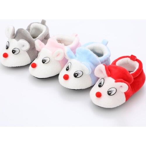 Newborn Baby Cotton Autumn Winter Warm First Walker Shoes Cartoon Small Fox Soft Bottom Baby Shoes