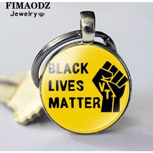 FIMAODZ Black Lives Matter Keychain Glass Cabochon Keyring Jewelry