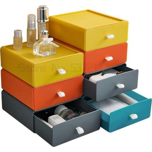 Household drawer type storage box office desktop finishing plastic cosmetics storage box multi layer superposition