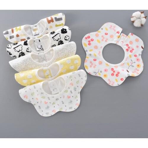 Baby Bib Pure Cotton Newborn 360-Degree Rotating Snap Button Bib Waterproof Bib Baby Spring And Autumn Baby Products