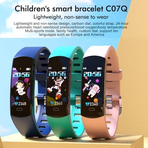 Children Smart Bracelet C07Q Dial customization Heart Rate Blood Pressure Oxygen Body Temperature KIDS Smart Alarm Clock
