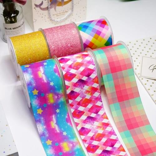 DIY Cartoon Stripes And Grids Printed Grosgrain Ribbon For Craft Supplies Sewing Accessories 5 Yards. 15680