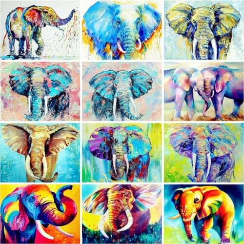 EverShine Diamond Embroidery Animals Cross Stitch Diamond Painting Full Drill Elephant Picture Rhinestones Home Decoration