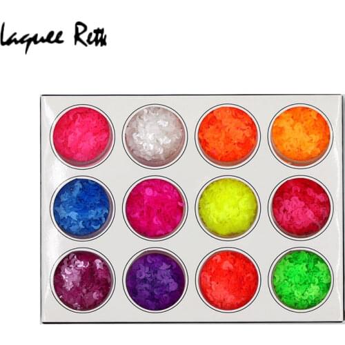12 Pot Candy Color Moon Nail Glitter 3D Nail Art Decoration Tool Manicure For Acrylic Nail UV Gel