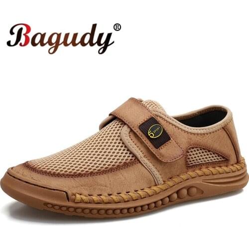 Summer Mens Leather Casual Shoes Man Moccasins Loafers Outdoor Men Driving Shoes Non-slip Mens Sneakers Fashion Male Sandals