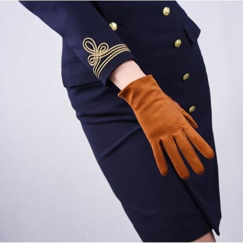 Fashion Ladies Gloves Suede Matte Suede Fleece Simulation Leather Without Lined Women Short Style TB33