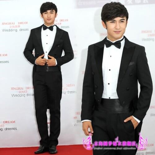 Mens suit pefomance bridegroom tuxedo suits wedding dress coat tails high quality SIZE S M L XL XXL XXXL