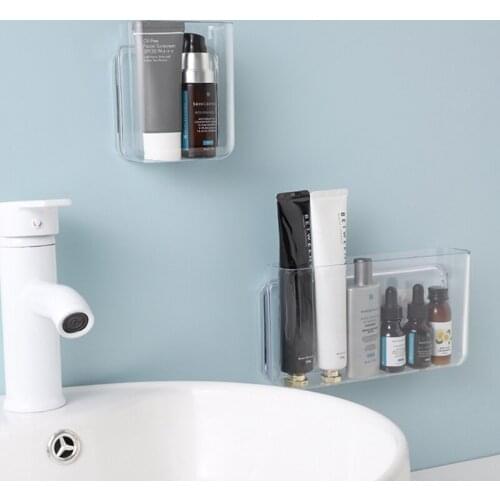 Wall-Mounted Clear Remote Control Holder Self-Adhesive Transparent Mobile Phone Storage Box Punch-Free Multifunction Bedside Pl