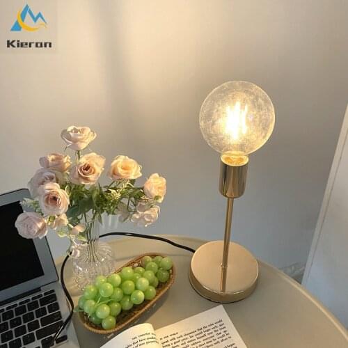 Bedroom Bedside Lamp Golden Modern Simple Model Room Decor Table Lamps College Dorm Study LED Desk Lamp E27 Table Light Fixtures
