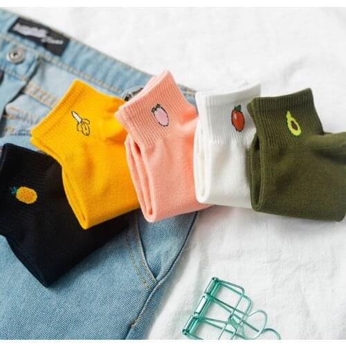 10 Pairs/Lot Cute Women Socks Girl’s Fashion Candy Color Fruit Pattern Casual Short Socks Ladies Comfortable Cotton Boat Socks