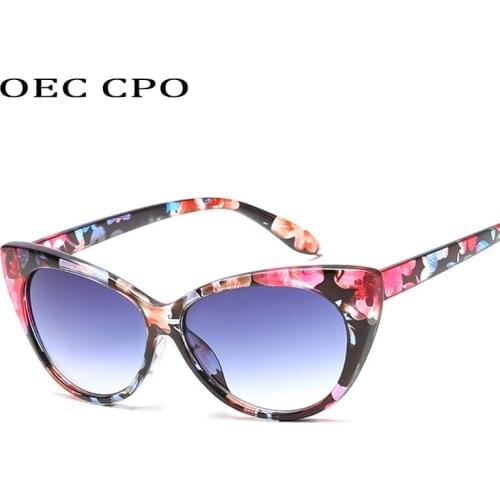 New Cat Eye Sunglasses Women Tinted Color Lens Men Vintage Shaped Sun Glasses Female Flowers Eyewear Sunglasses oculos de sol