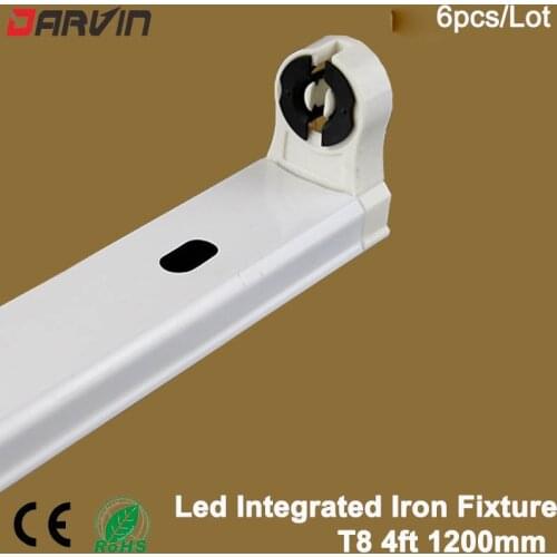 T8 Fixture 4ft Led Tube Support 120cm 1200mm Led Light Bracket Integrated Inron Fixture, 6pcs/lot, Free Shipping