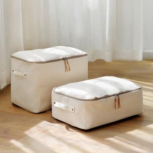 Japanese Style Thickened Canvas Zipper Storage Bag For Cloths