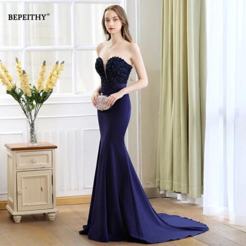 Vestido De Festa Long Prom Dresses 2020 Sweetheart Mermaid Sweep Train Lace Bodice Evening Dress Party Elegant Robe De Soiree